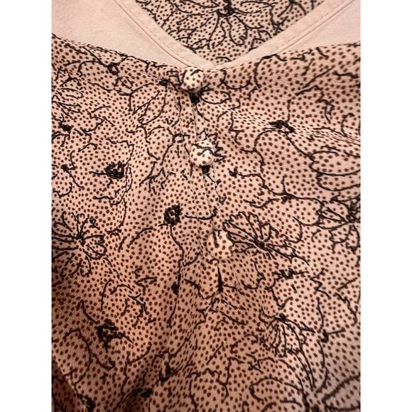 Nordstrom Rack Floral Long Sleeve Blouse Size L Pink Black Lined - Picture 6 of 7
